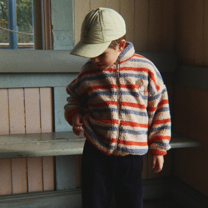 Konges Sløjd - Jody embroidery teddy jacket - Tangerine Stripe | Scout & Co
