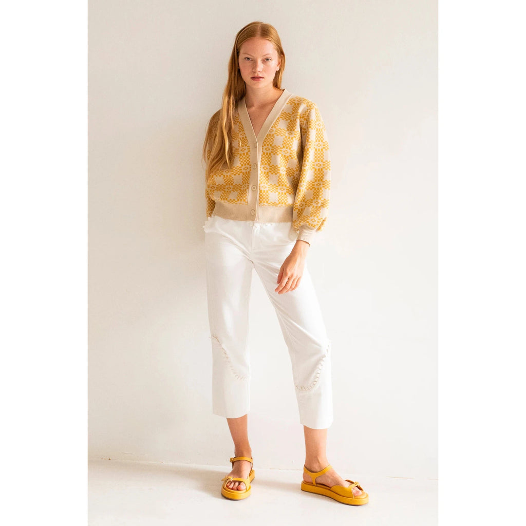 TinyCottons Woman - The Tiny Big Sister - Nora jacquard cardigan - Cream Ochre | Scout & Co