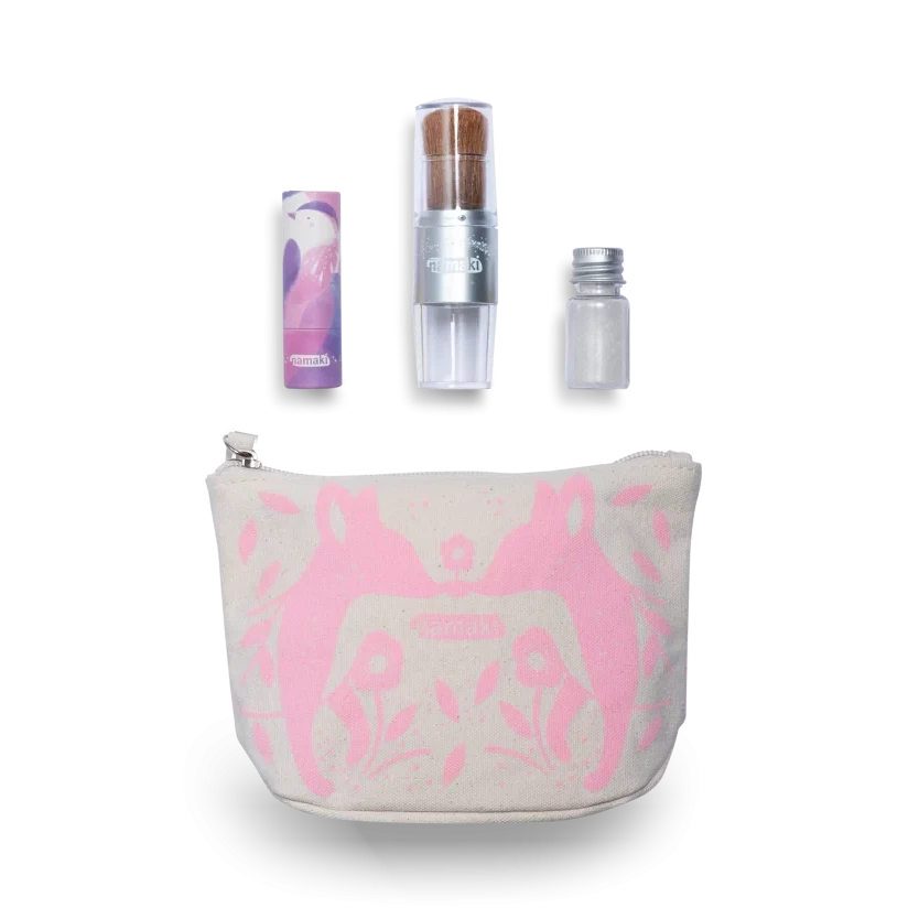 Namaki - Pink Sparkling Fox pouch - organic make-up for kids gift set | Scout & Co