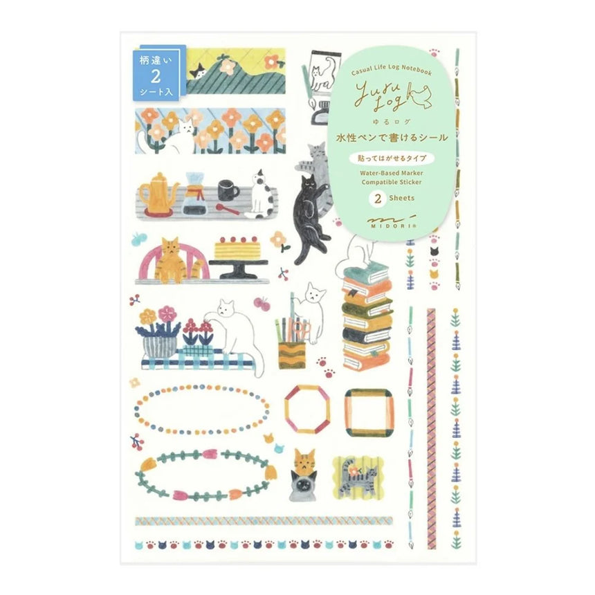 Midori - Yuru Log stickers - Cat (2 sheets) | Scout & Co