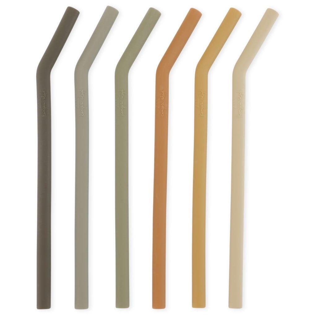 Konges Sløjd - Silicone straws - set of 6 - Stone mix | Scout & Co