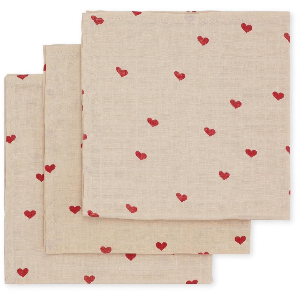 Konges Sløjd - Muslin cloths 3 pack - Amour Rouge | Scout & Co
