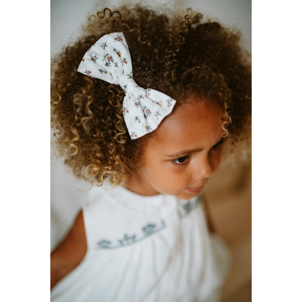 Little Cotton Clothes - Small hair bow - Cross Stitch Rose Floral | Scout & Co