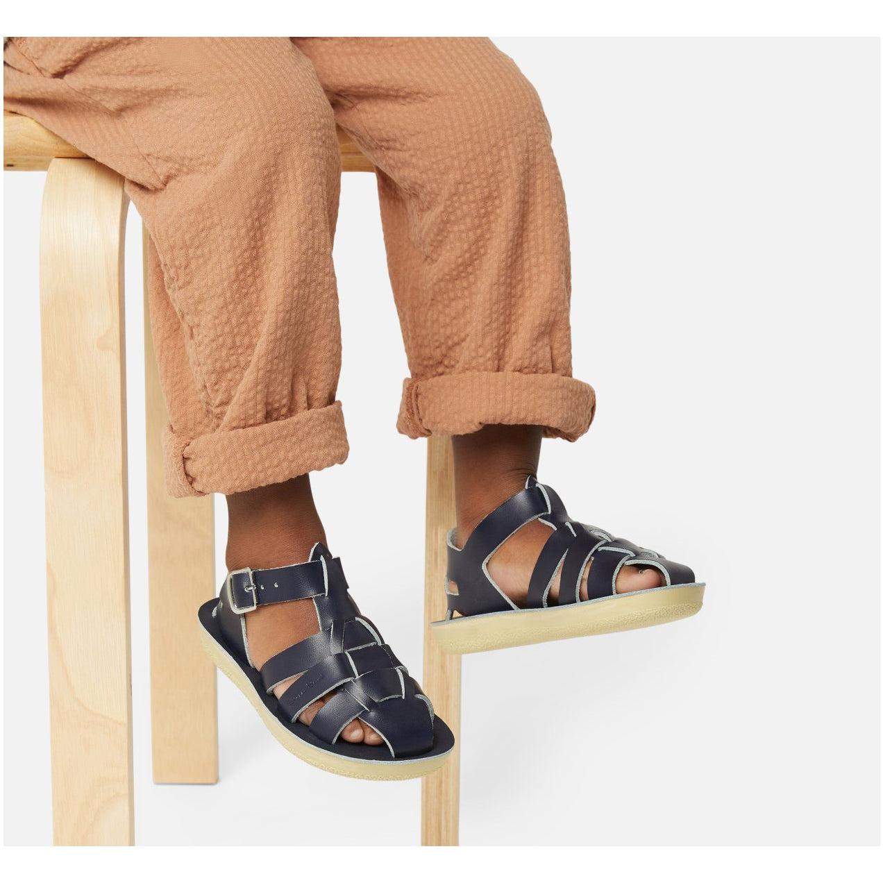 Saltwater Shark Sandals - Navy - Kids | Scout & Co