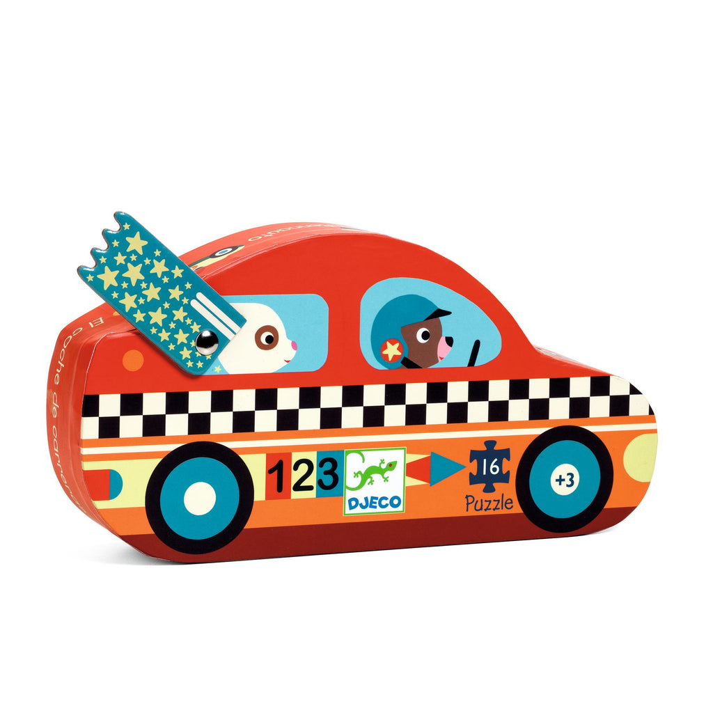 Djeco - The Racing Car 16-piece silhouette jigsaw puzzle | Scout & Co