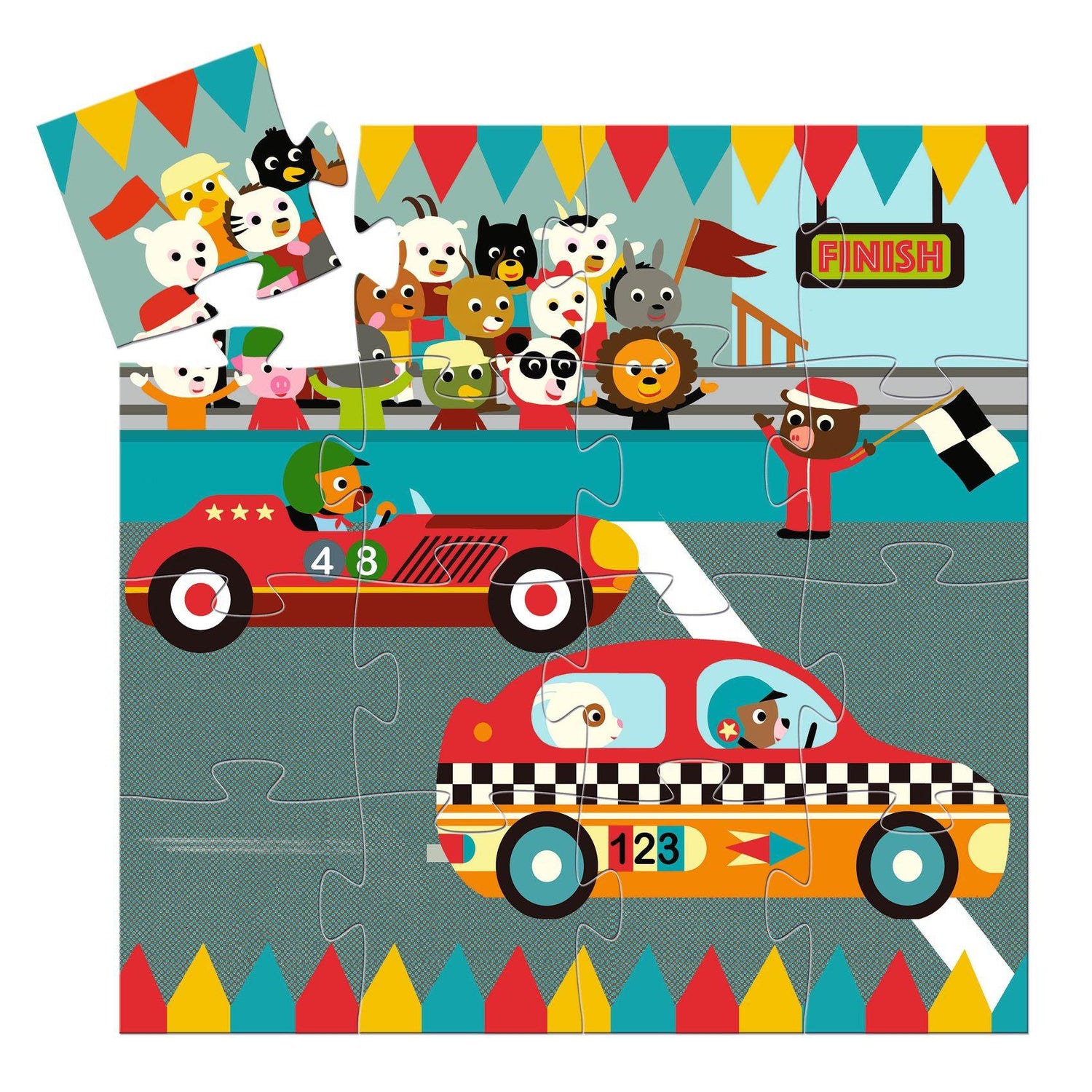 Djeco - The Racing Car 16-piece silhouette jigsaw puzzle | Scout & Co