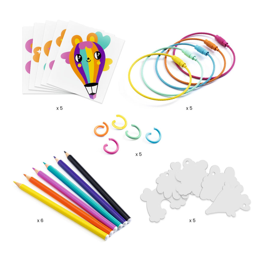 Djeco - Artistic Plastic craft kit - Kawaii keyrings | Scout & Co