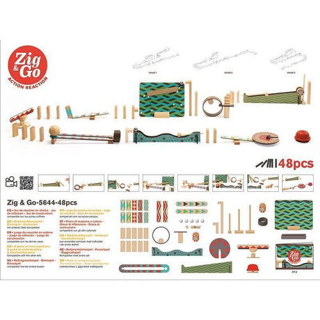 Djeco - Zig & Go Action Reaction Construction Game - 48 pieces | Scout & Co
