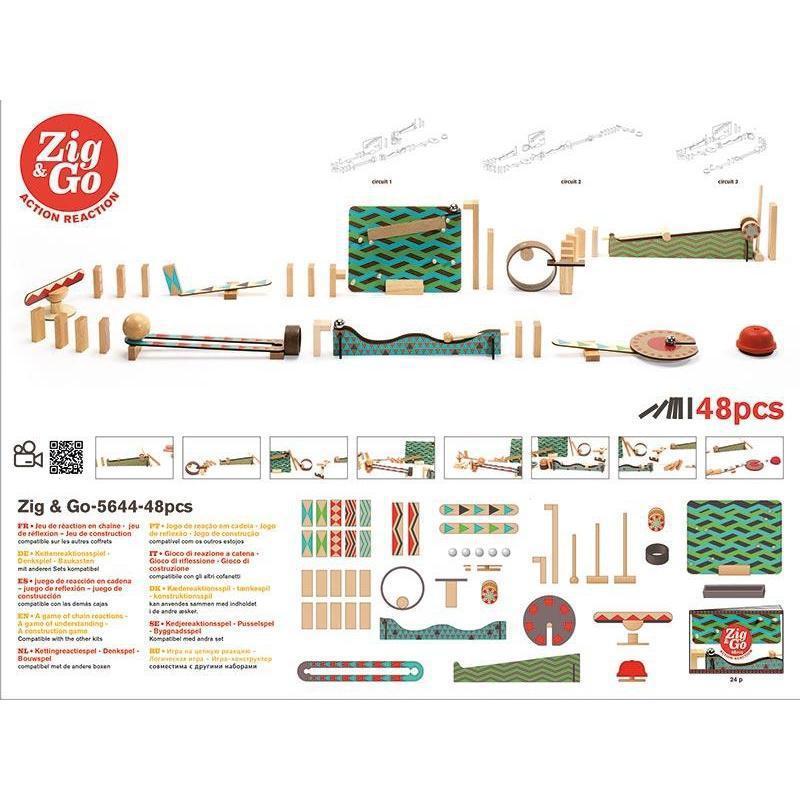Djeco - Zig & Go Action Reaction Construction Game - 48 pieces | Scout & Co