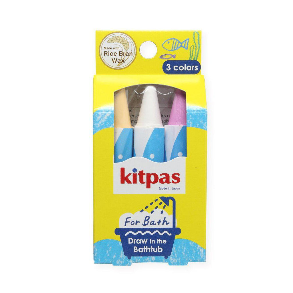 Kitpas - set of 3 rice wax crayons for bath - yellow, white, pink | Scout & Co