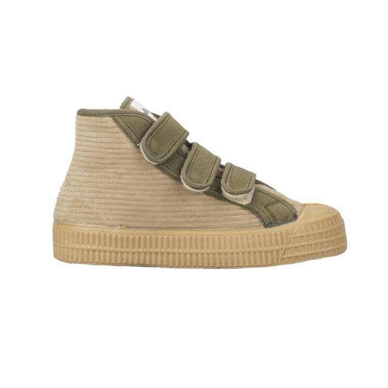 Novesta - Star Dribble Kid Velcro Corduroy shoes - Beige / Military Green | Scout & Co