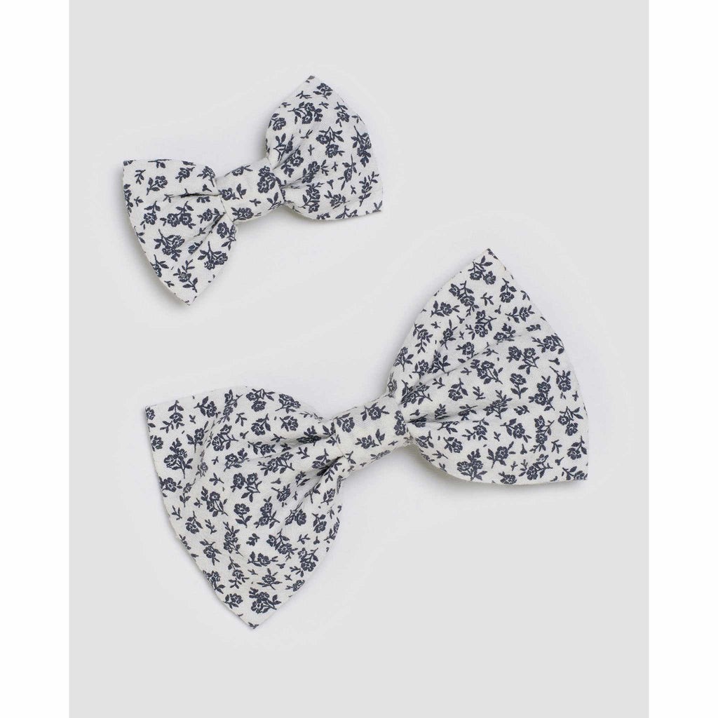 Little Cotton Clothes - Small hair bow - Anemone floral in blue | Scout & Co