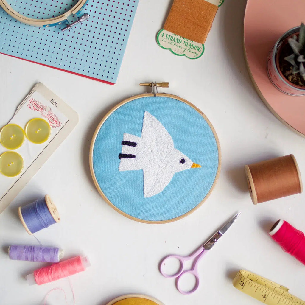 Cotton Clara - White Bird embroidery hoop kit | Scout & Co