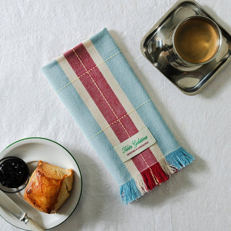 Tarta Gelatina - Striped napkins (set of 2) - Burgundy / Blue | Scout & Co