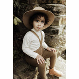 Silly Silas - Footed cotton tights with braces - Acorn Brown | Scout & Co