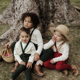Silly Silas - Footless cotton tights with braces - Dark Forest Green | Scout & Co