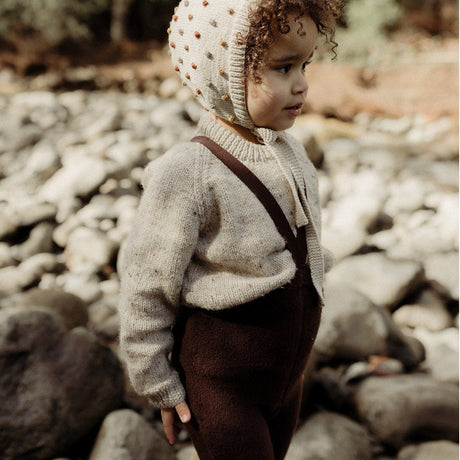 Silly Silas - Teddy warmy cotton tights with braces - Chocolate Brown | Scout & Co
