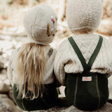 Silly Silas - Teddy warmy cotton tights with braces - Dark Forest Green | Scout & Co