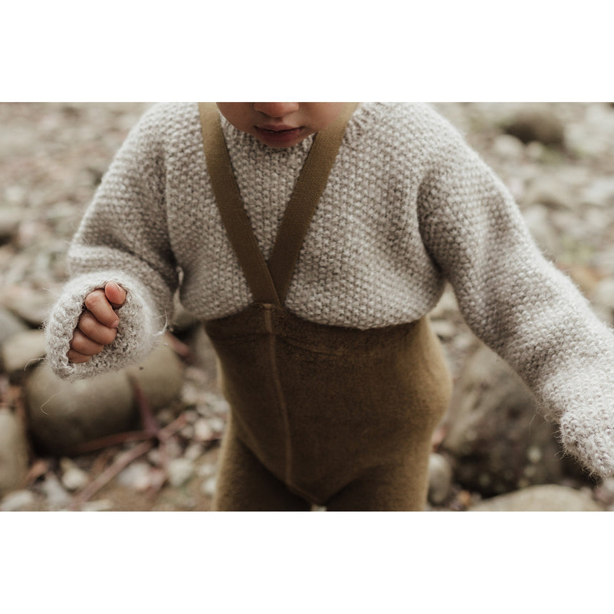 Silly Silas - Teddy warmy cotton tights with braces - Acorn Brown | Scout & Co