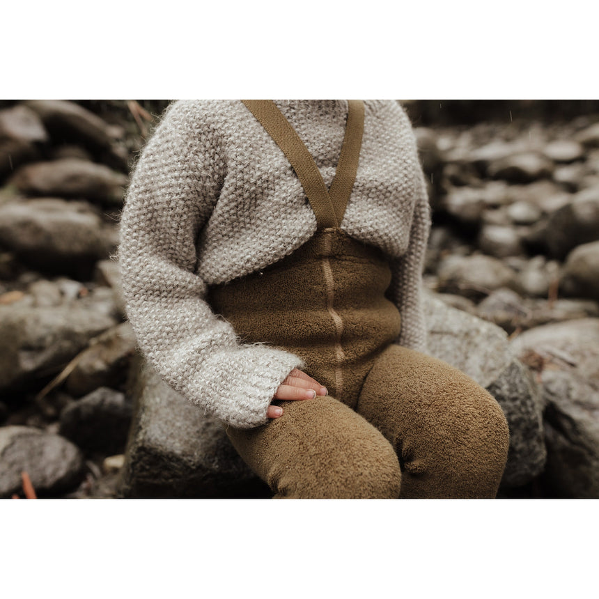 Silly Silas - Teddy warmy cotton tights with braces - Acorn Brown | Scout & Co