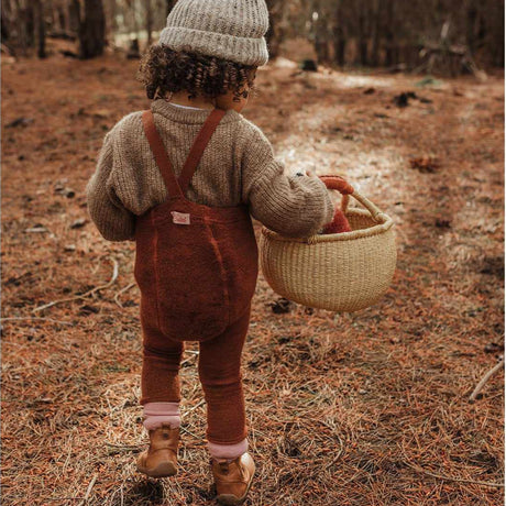 Silly Silas - Teddy warmy cotton tights with braces - Cinnamon | Scout & Co