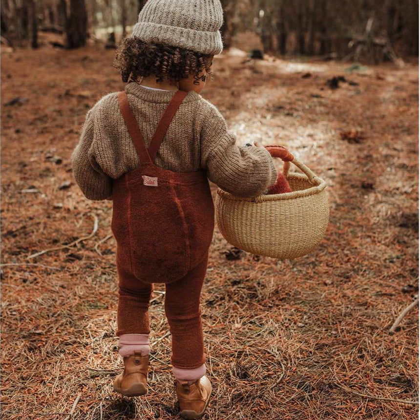 Silly Silas - Teddy warmy cotton tights with braces - Cinnamon | Scout & Co