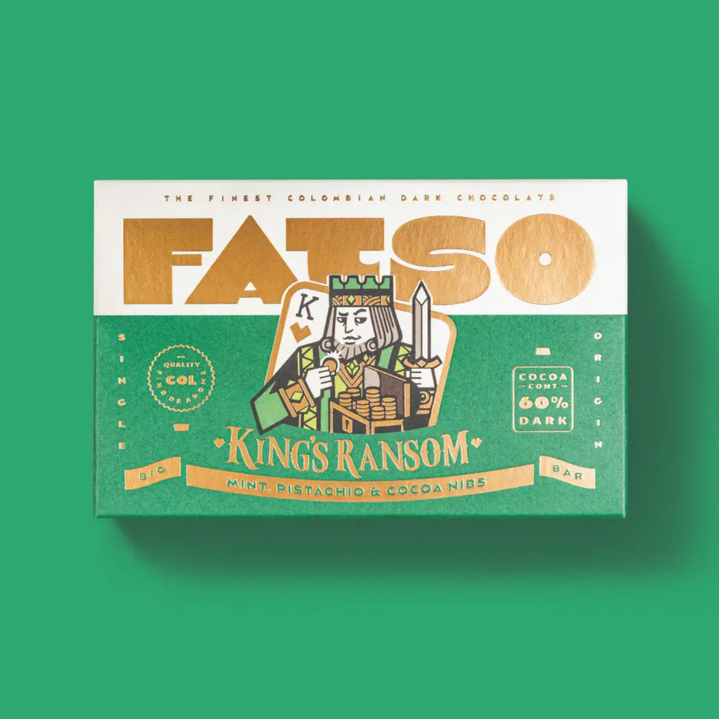 Fatso - King's Ransom dark chocolate bar - mint, pistachio & cocoa nibs - 150g | Scout & Co