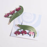Winona Irene - Bleeding Heart flower hair barrettes set