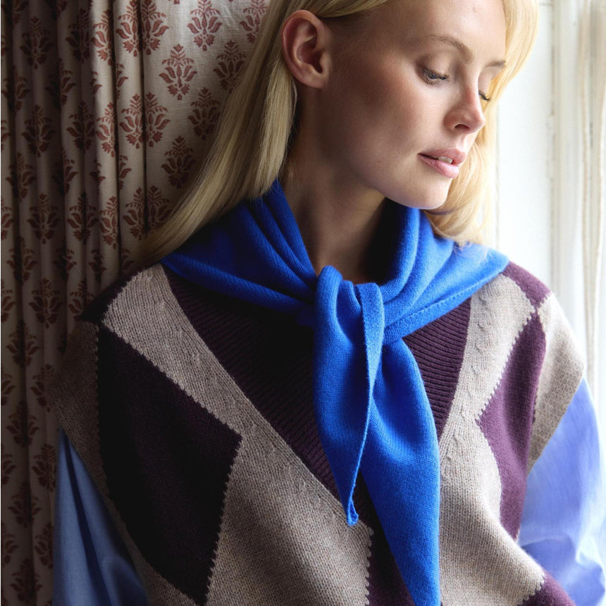 TBCo - Merino Wool Triangle Scarf in Cobalt Blue | Scout & Co