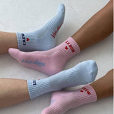 Le Bon Shoppe - Embroidered Crew Socks - Sky Blue | Scout & Co