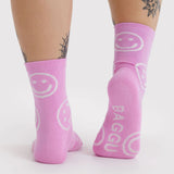Baggu - Adult crew socks - Pink Happy | Scout & Co