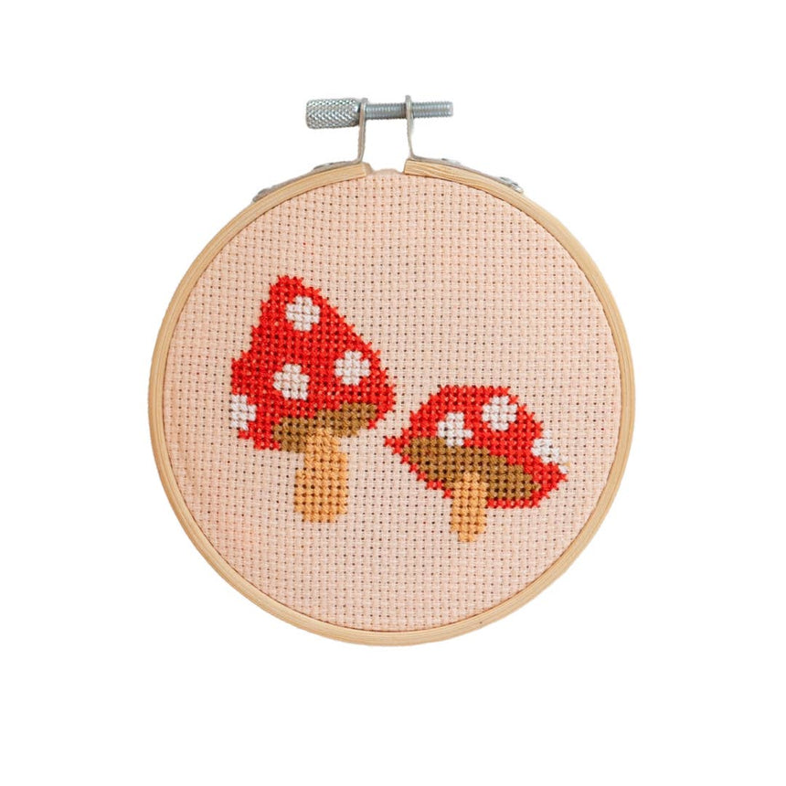 Cotton Clara - Toadstool Cross Stitch Kit - Red | Scout & Co