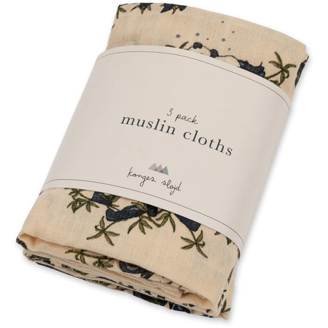 Konges Sløjd - Muslin cloths 3 pack - Panda Nuit | Scout & Co