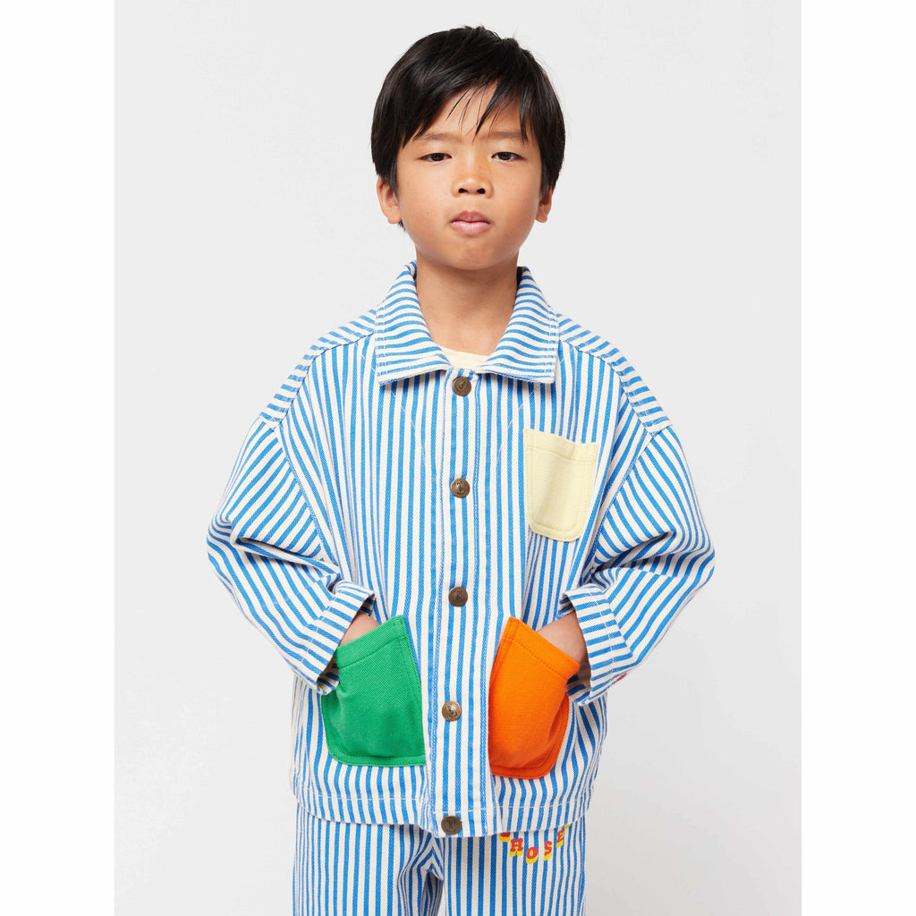 Bobo Choses - Striped colour-block denim jacket | Scout & Co