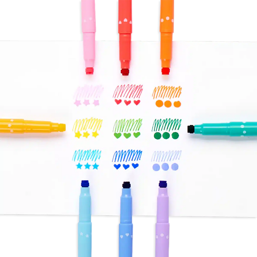 Ooly - Confetti Stamp double-ended markers - set of 9 | Scout & Co