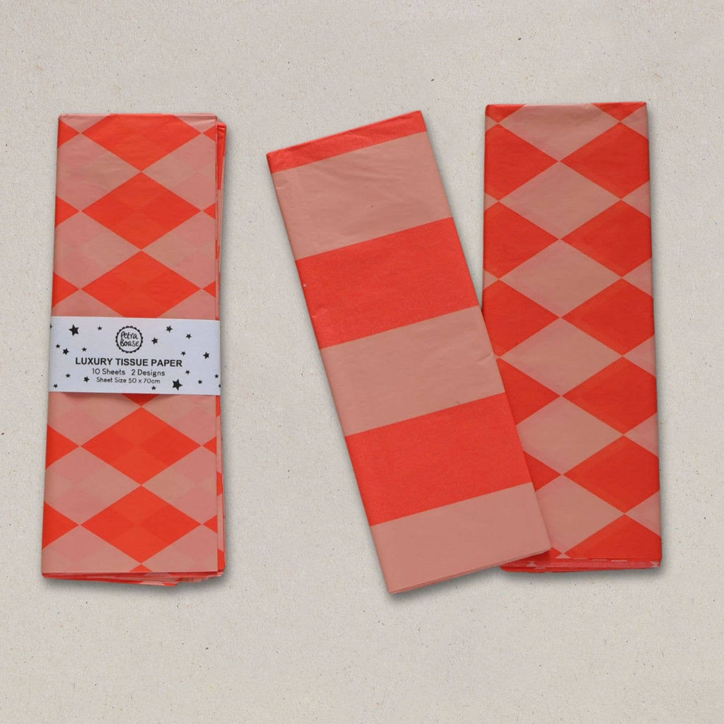 Petra Boase - Luxury Tissue Paper Diamond/Stripe- Fluoro Orange & Peach | Scout & Co