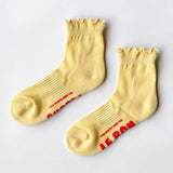 Le Bon Shoppe - Ruffled hugger crew socks - Banana Cream / Red | Scout & Co