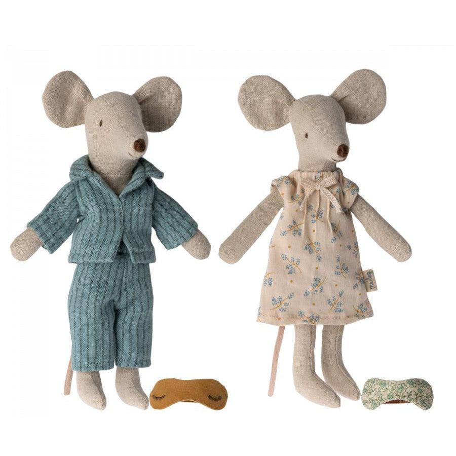 Maileg - Mum & Dad mice in cigar box - blue stripe PJs | Scout & Co