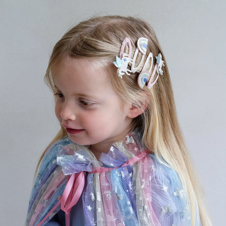 Mimi & Lula - Winged Unicorn & Rainbow clic clac hair clips - set of 4