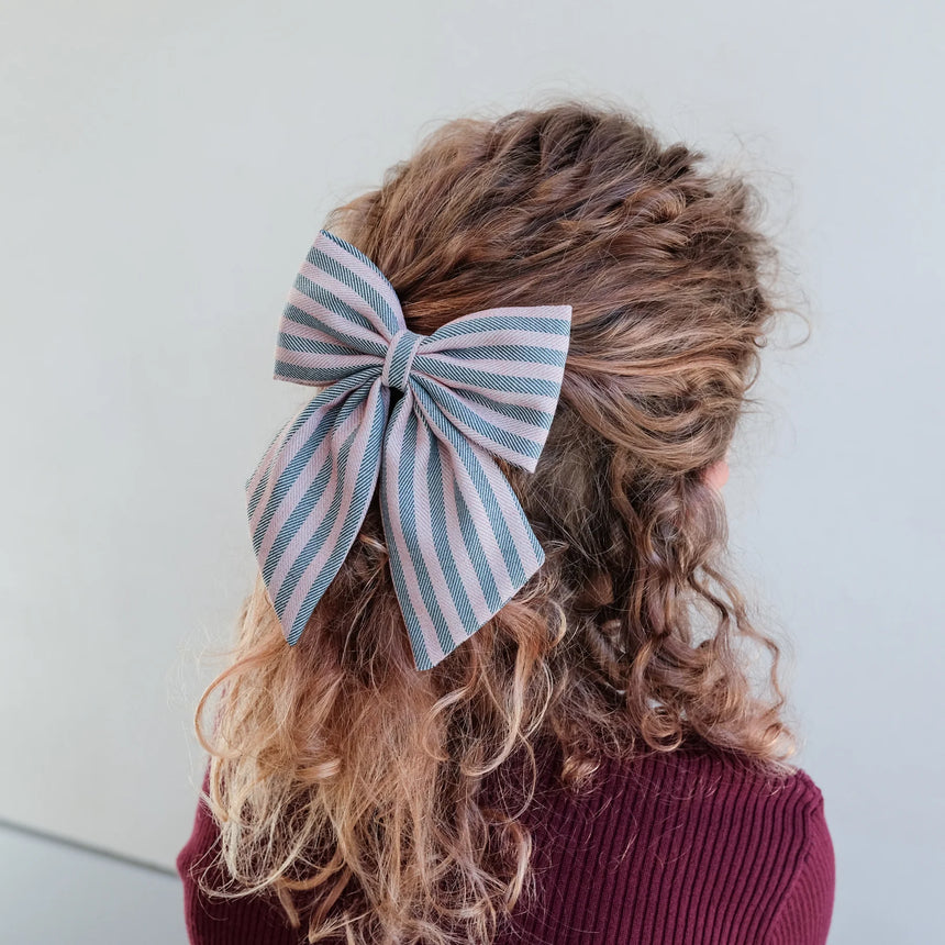 Mimi & Lula - Stripe Agnes bow hair clips - set of 2 | Scout & Co