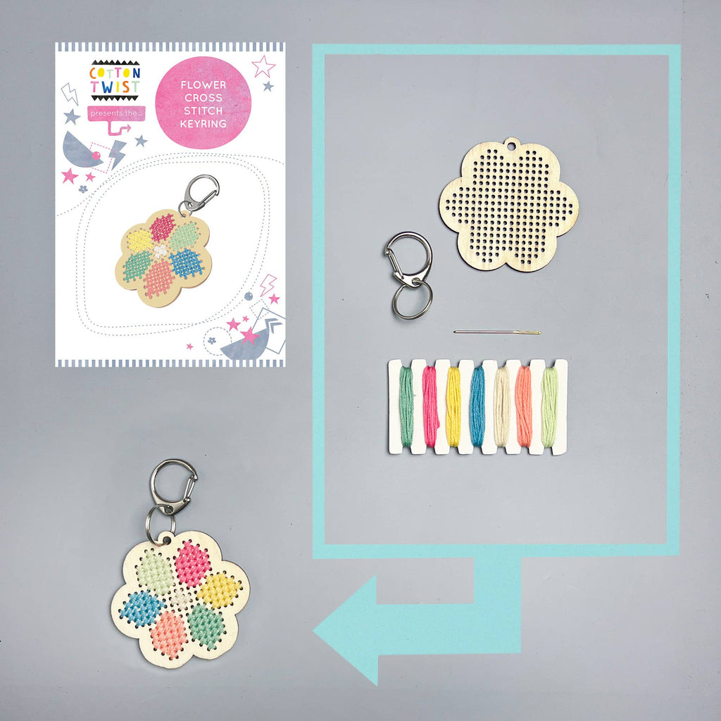 Cotton Twist - Make Your Own Flower Cross Stitch Keyring | Scout & Co