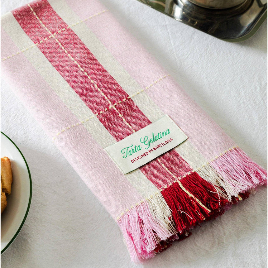 Tarta Gelatina - Striped Napkins (Set of 2) - Burgundy / Pink | Scout & Co