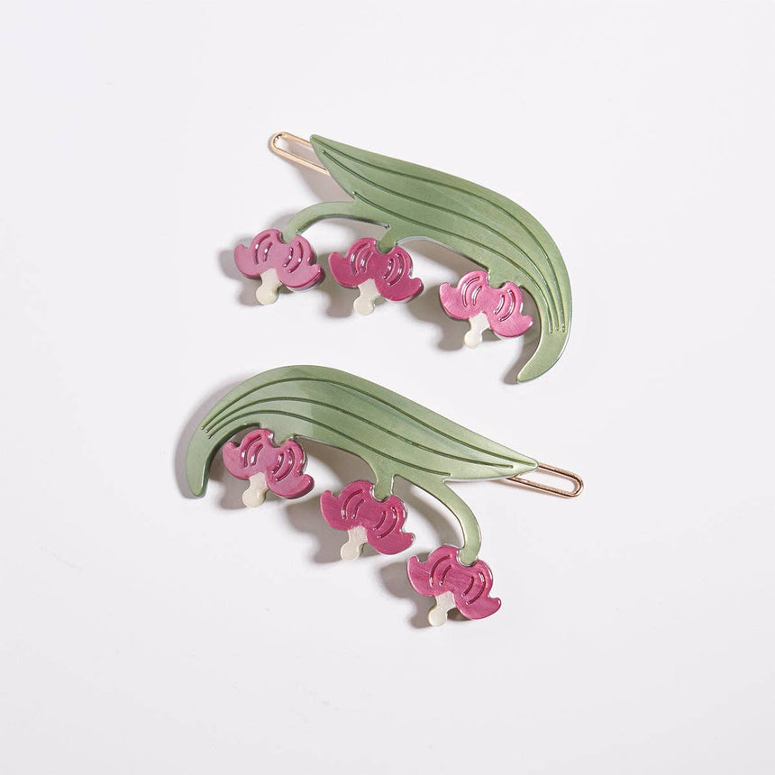 Winona Irene - Bleeding Heart flower hair barrettes set