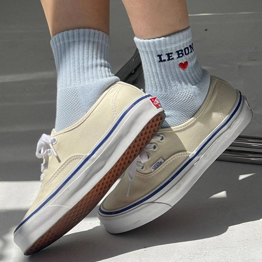 Le Bon Shoppe - Embroidered Crew Socks - Sky Blue | Scout & Co