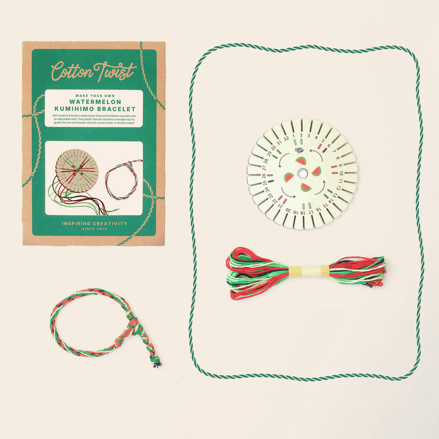 Cotton Twist - Make Your Own Watermelon Kumihimo Bracelet craft kit | Scout & Co