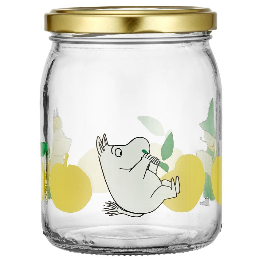Muurla - Moomin glass kitchen jar - Joyful Apples - Yellow | Scout & Co
