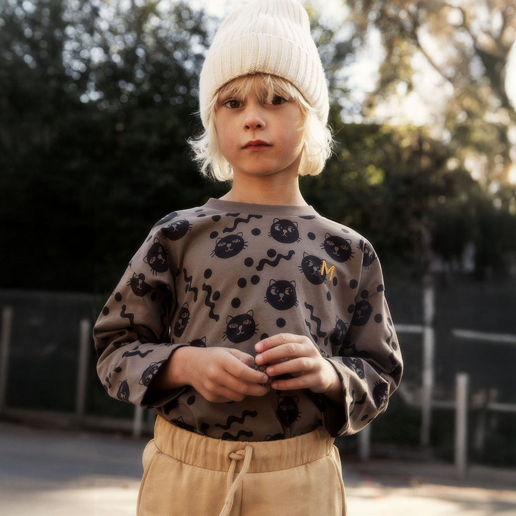 Mini Rodini - Squiggly Cats long-sleeved top - brown | Scout & Co