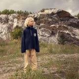 Mini Rodini - Panda chunky knit half-zip sweater - navy | Scout & Co