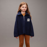 Mini Rodini - Panda chunky knit half-zip sweater - navy | Scout & Co