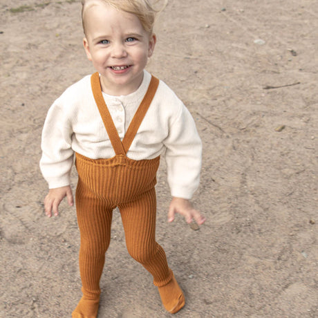 Silly Silas - Hippy Footed cotton tights with braces - Amber